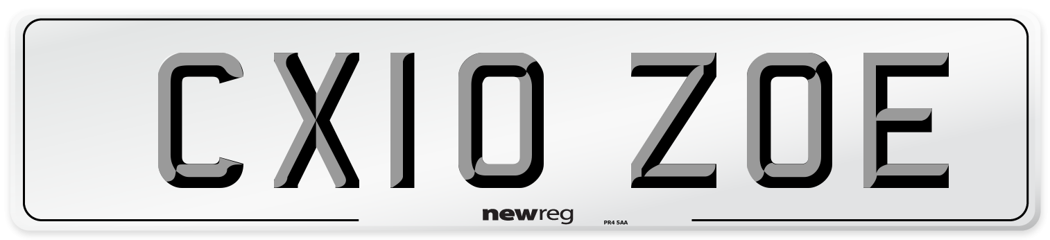 CX10 ZOE Number Plate from New Reg